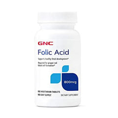 GNC Folic Acid 800 mcg 100 Vegetarian Tablets